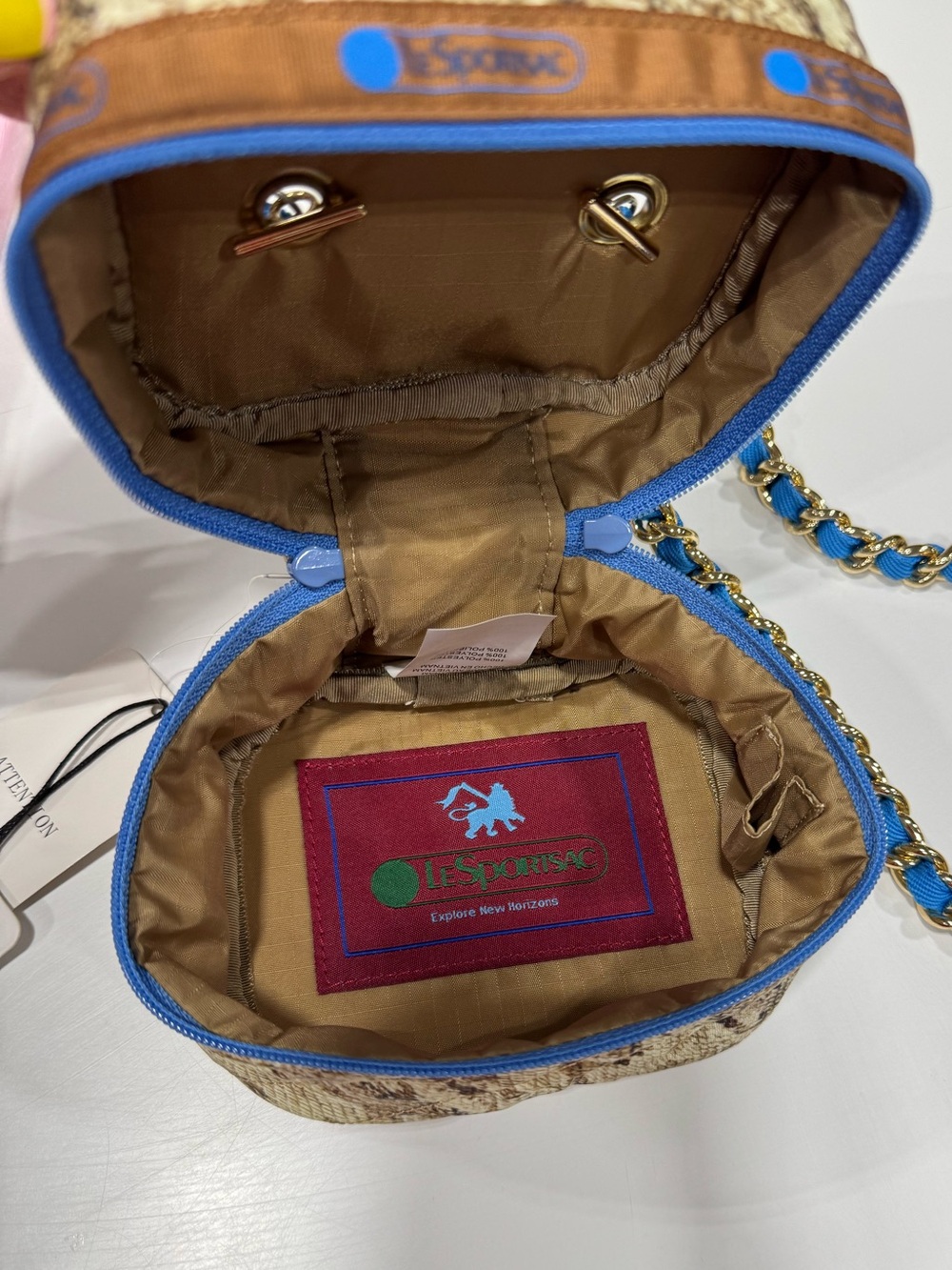 Lesportsac Snake Print Crossbody Bag with Blue and Brown Accents - Picture 5 of 8